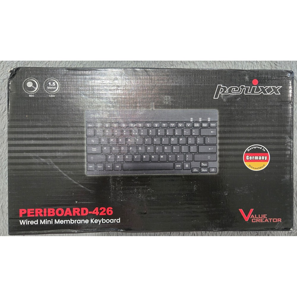 Perixx PERIBOARD-426 Wired Mini Membrane Keyboard Black USB 2.0 Compact New